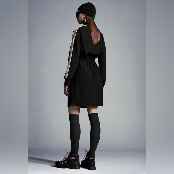 Moncler Envers Satin Black High Neck Zip Longsleeve Dress Italian Size 38 EU - Picture 9 of 13